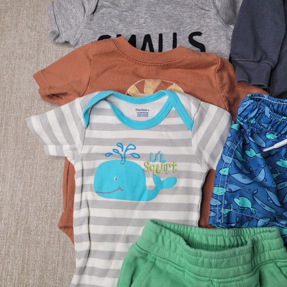 Lot of 21 Baby Boy 3 to 6 Month Clothing Lot Carter Garanimals Shorts Bodysuits - Picture 6 of 9